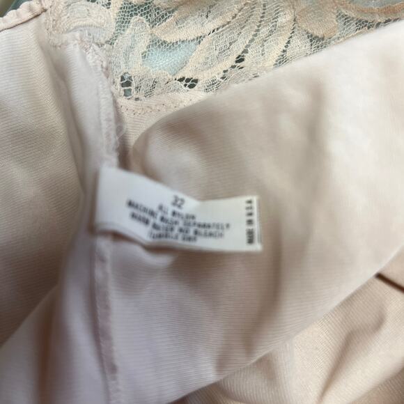 Vintage Shadowline Half Slip Camisole Set Pillow Tab Beige Size 32/S Lace - Picture 9 of 10